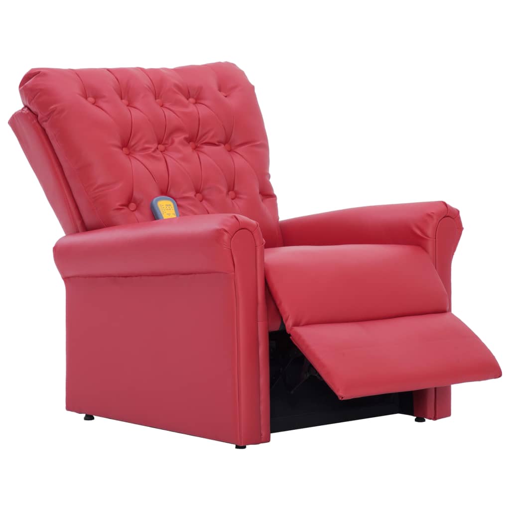 Fauteuil de massage réglable en cuir artificiel rouge