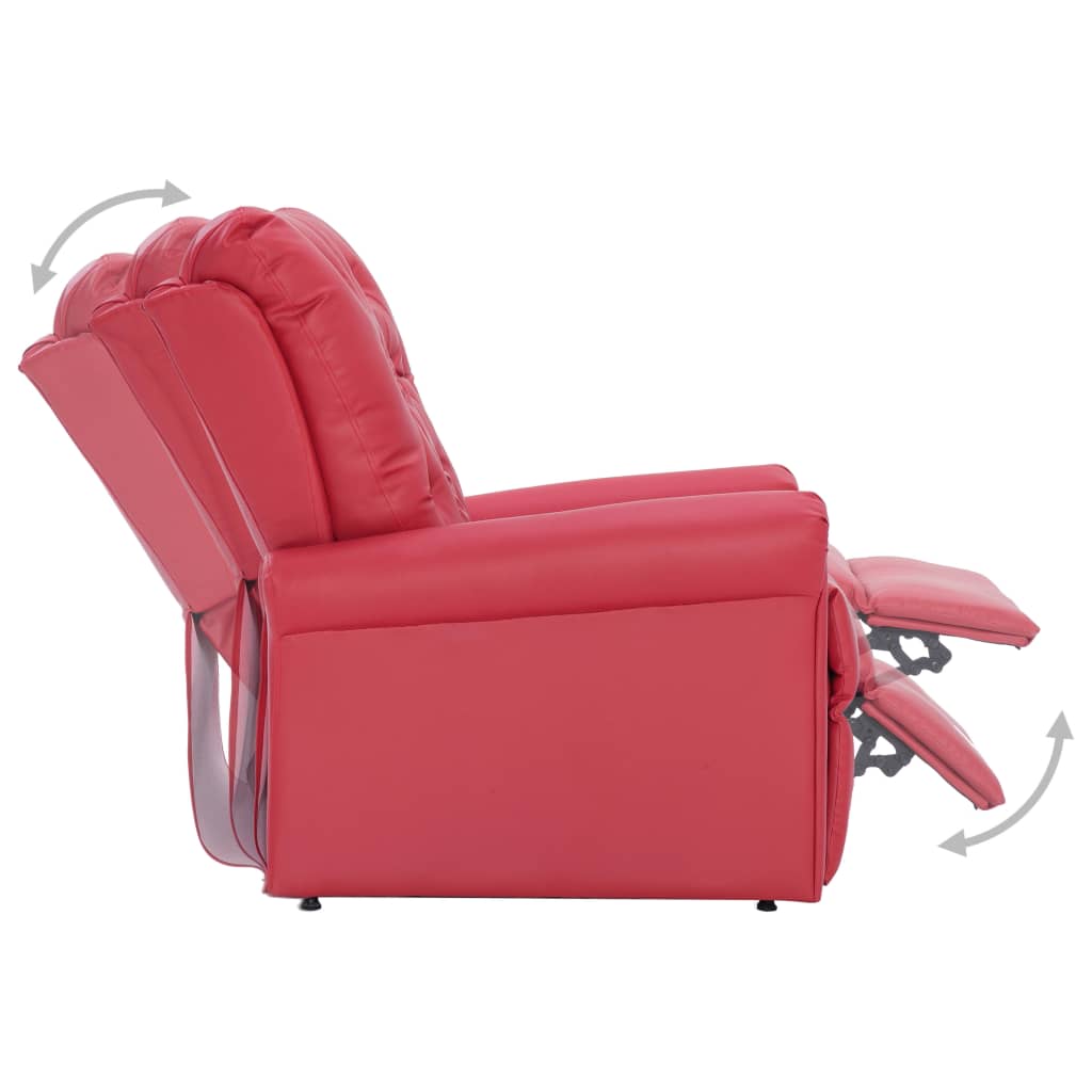 Fauteuil de massage réglable en cuir artificiel rouge