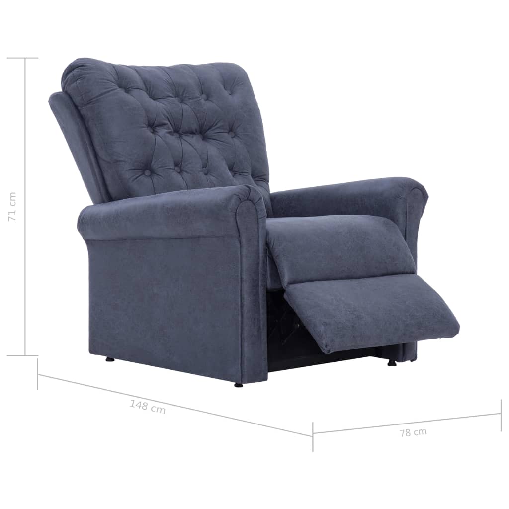 Fauteuil réglable imitation suédine gris