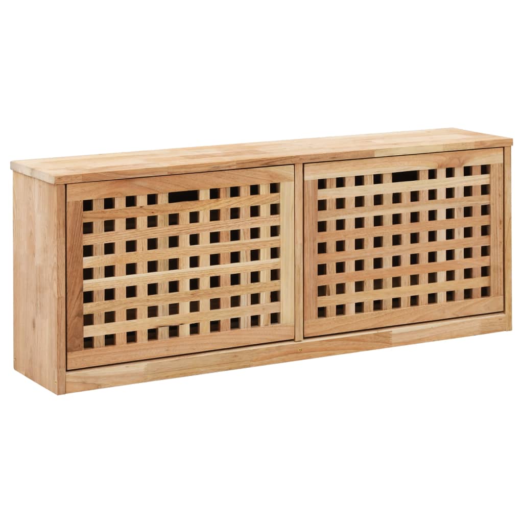 Banc rangement chaussures 94x20x38 cm bois de noyer massif