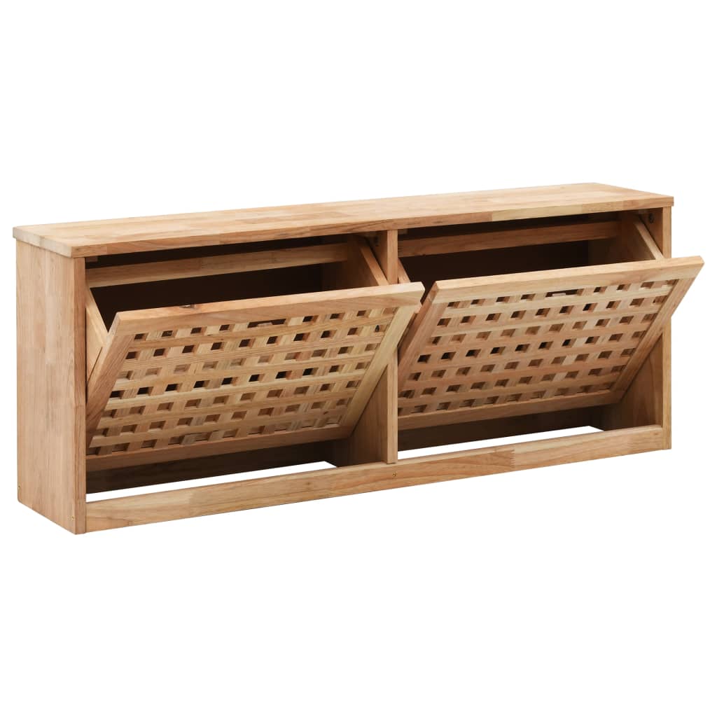 Banc rangement chaussures 94x20x38 cm bois de noyer massif