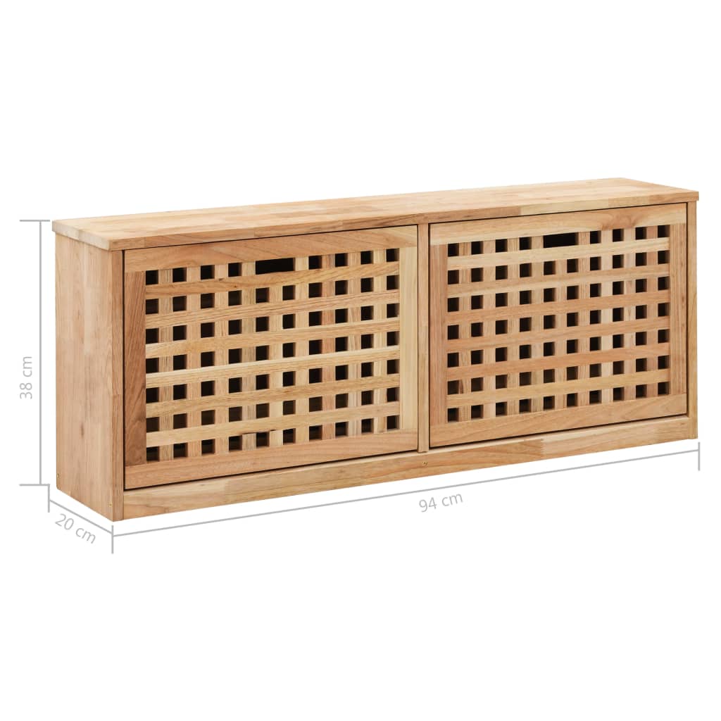 Banc rangement chaussures 94x20x38 cm bois de noyer massif