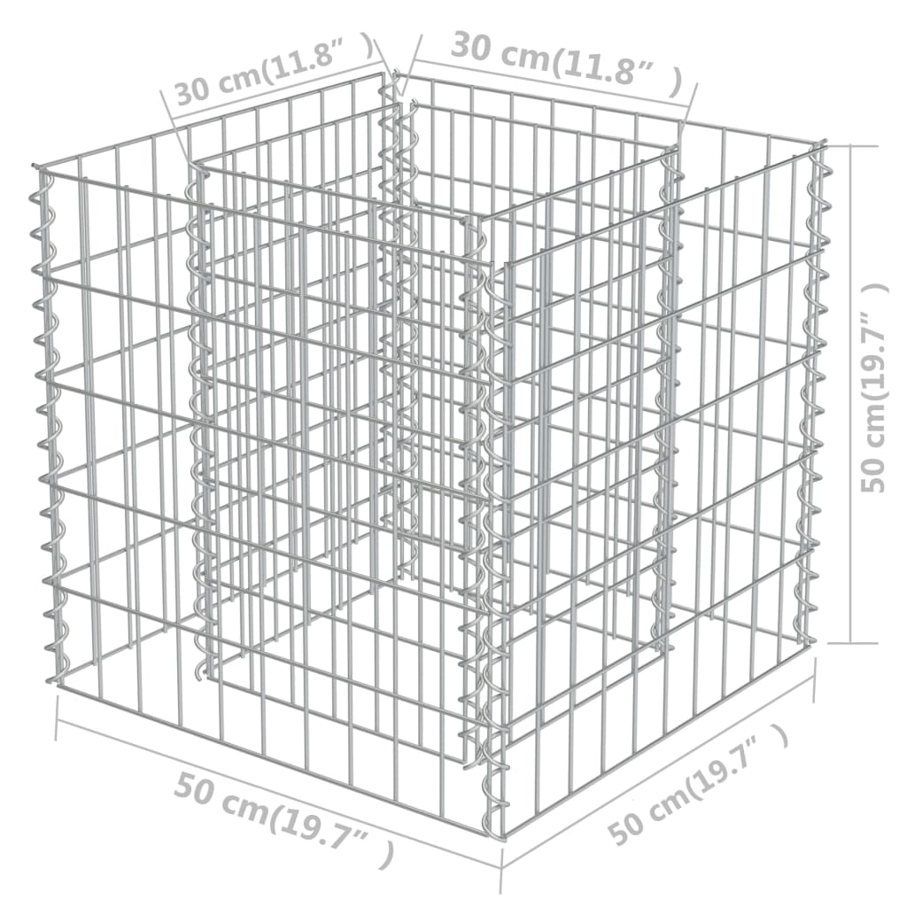 Gabion plantenbak verhoogd 90x90x100 cm gegalvaniseerd staal