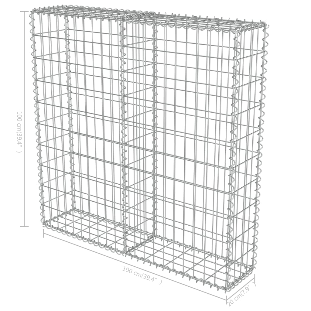 Schanskorfmuur met deksels 600x50x50 cm gegalvaniseerd staal