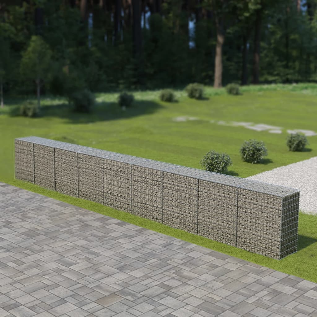 Schanskorfmuur met deksels 600x50x50 cm gegalvaniseerd staal