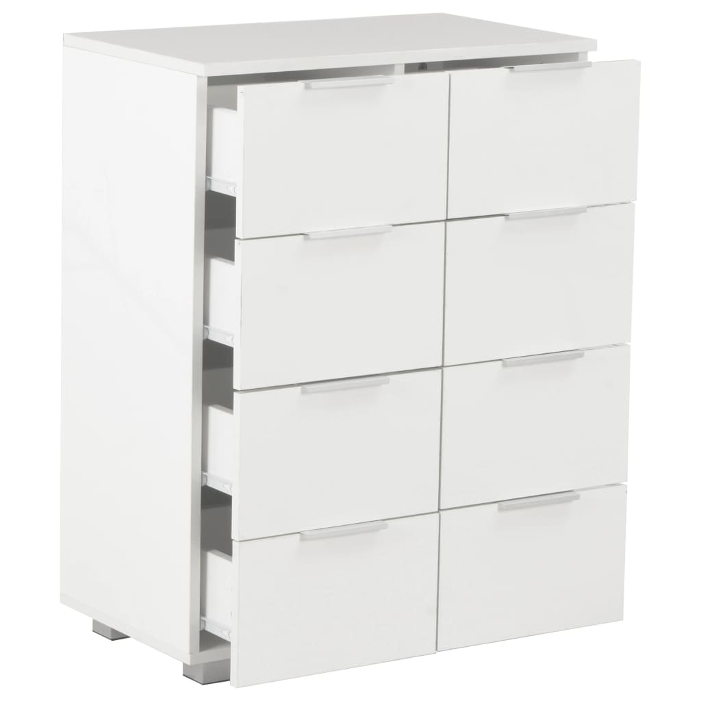 Buffet 60x35x80 cm finition bois blanc brillant