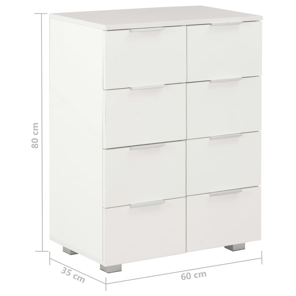 Buffet 60x35x80 cm finition bois blanc brillant