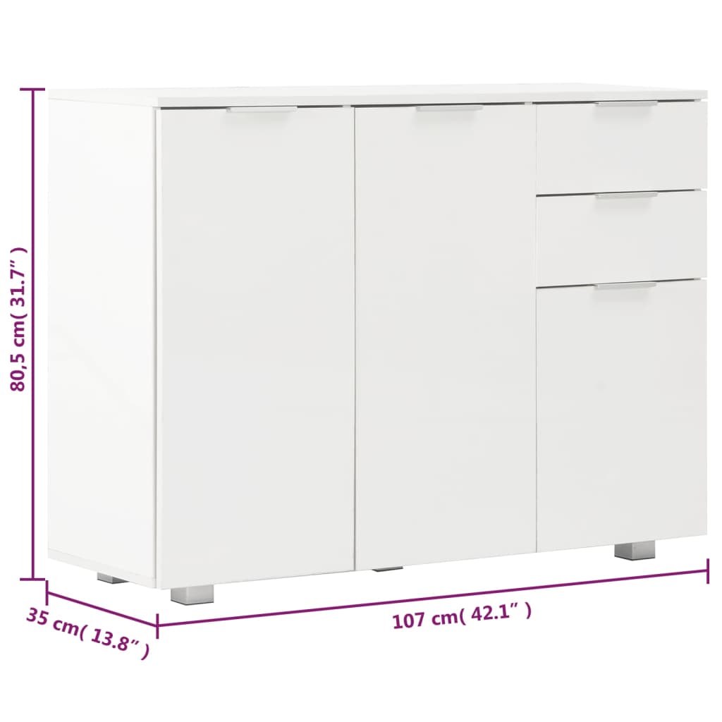 Dressoir 107x35x80,5 cm hoogglans