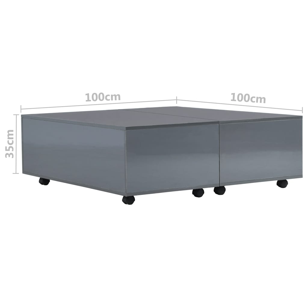 Table basse 100x100x35 cm brillant