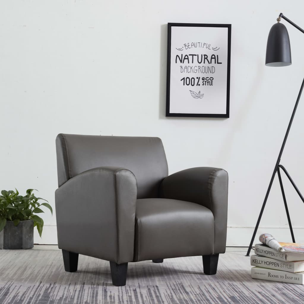 Fauteuil simili cuir marron foncé