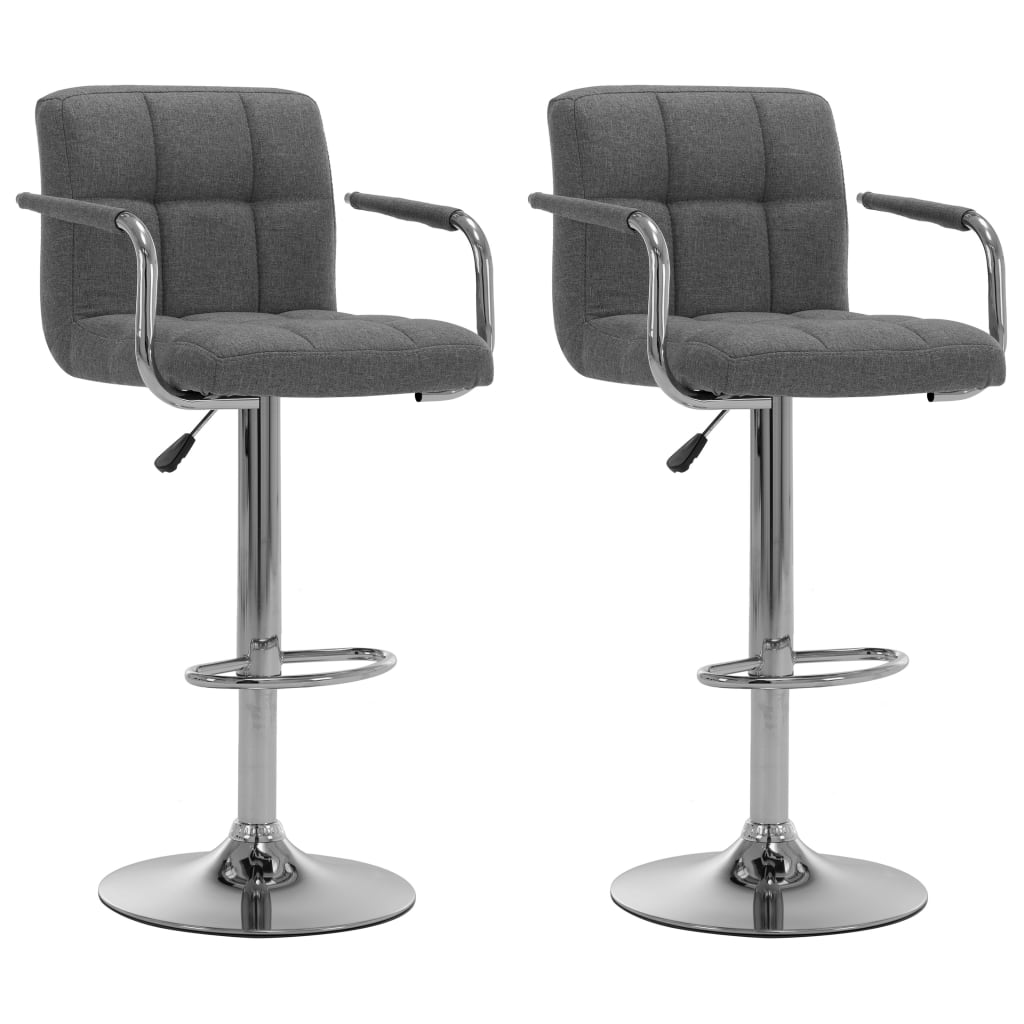 Chaises de bar 2 pcs tissu gris foncé