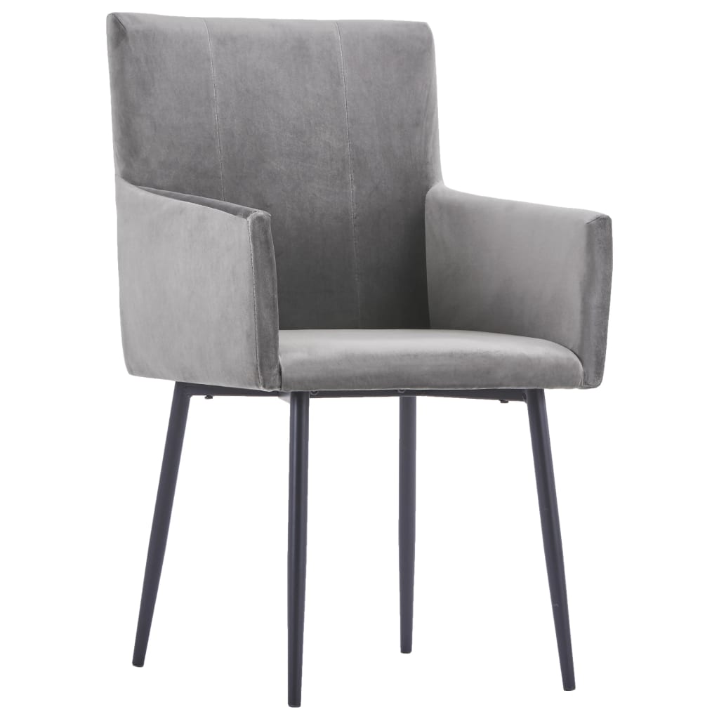 Chaises de salle à manger 2 pcs avec accoudoirs velours gris