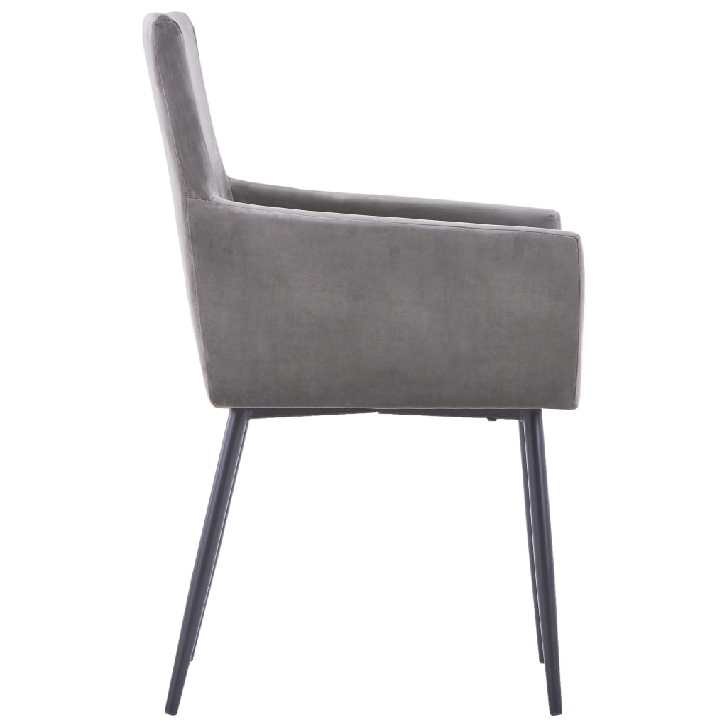 Chaises de salle à manger 2 pcs avec accoudoirs velours gris