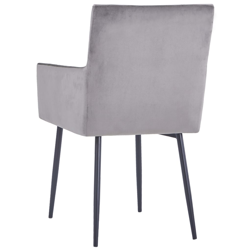 Chaises de salle à manger 2 pcs avec accoudoirs velours gris