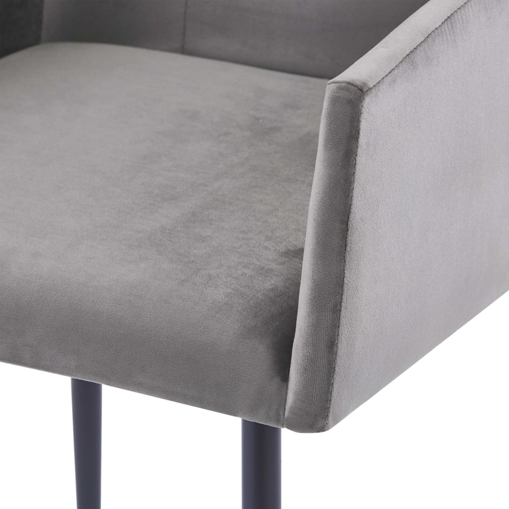 Chaises de salle à manger 2 pcs avec accoudoirs velours gris