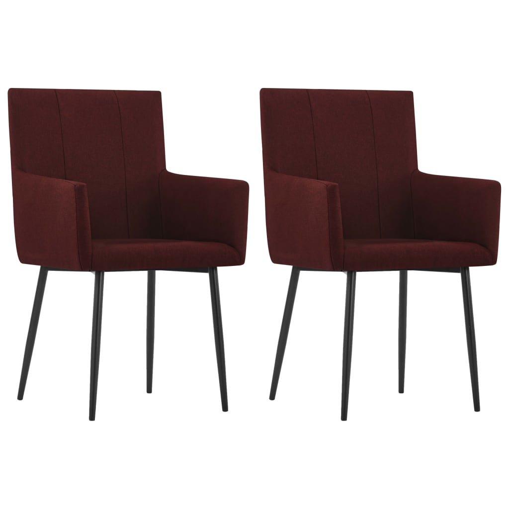 Chaises de salle à manger 4 pcs avec accoudoirs en tissu