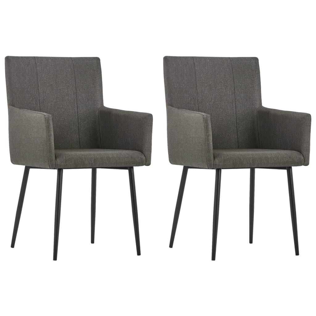 Chaises de salle à manger 4 pcs avec accoudoirs en tissu