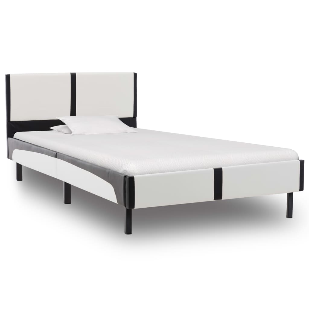 Bedframe kunstleer grijs en wit 180x200 cm