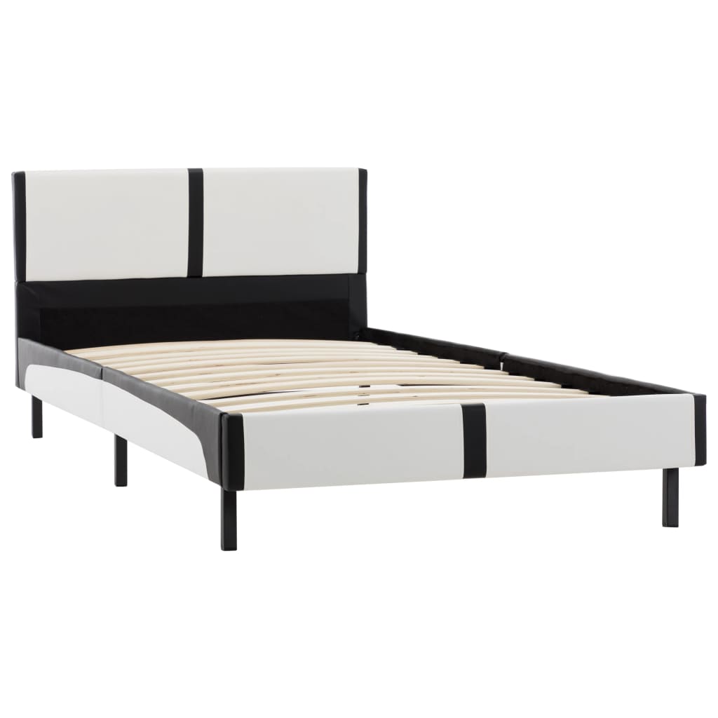 Bedframe kunstleer grijs en wit 180x200 cm