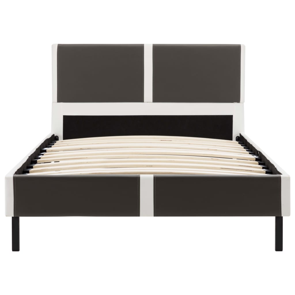 Bedframe kunstleer grijs en wit 180x200 cm