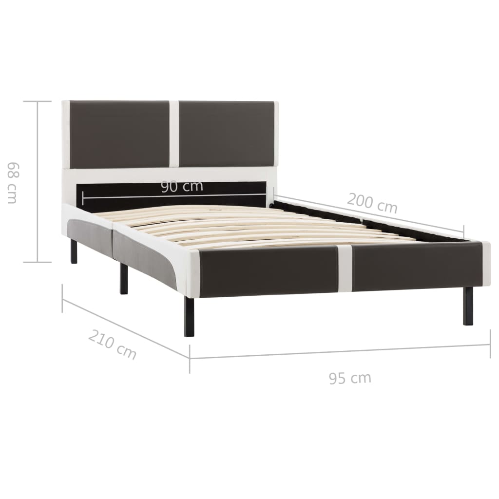 Bedframe kunstleer grijs en wit 180x200 cm