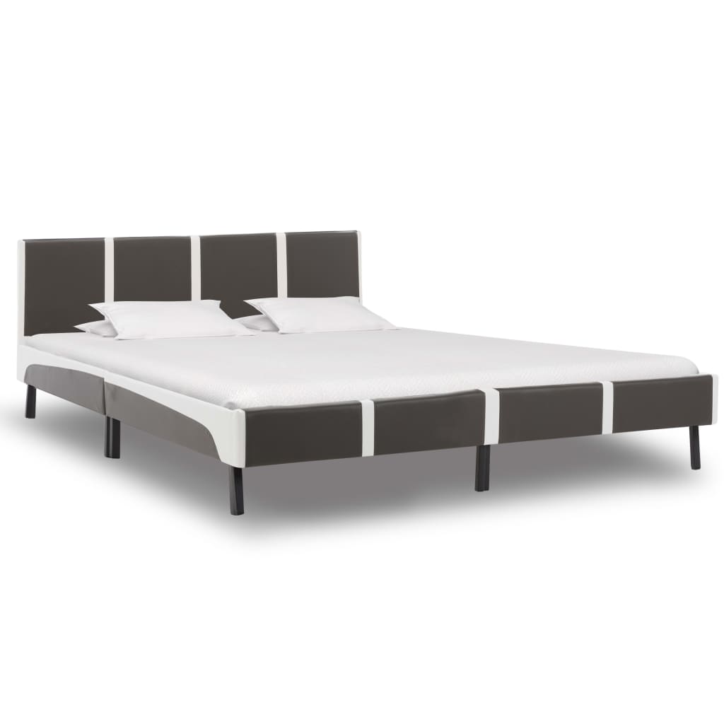 Bedframe kunstleer grijs en wit 180x200 cm