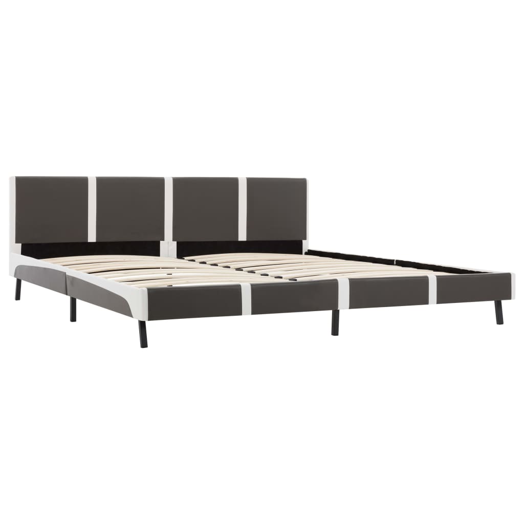 Bedframe kunstleer grijs en wit 180x200 cm