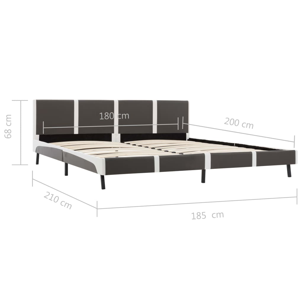 Bedframe kunstleer grijs en wit 180x200 cm