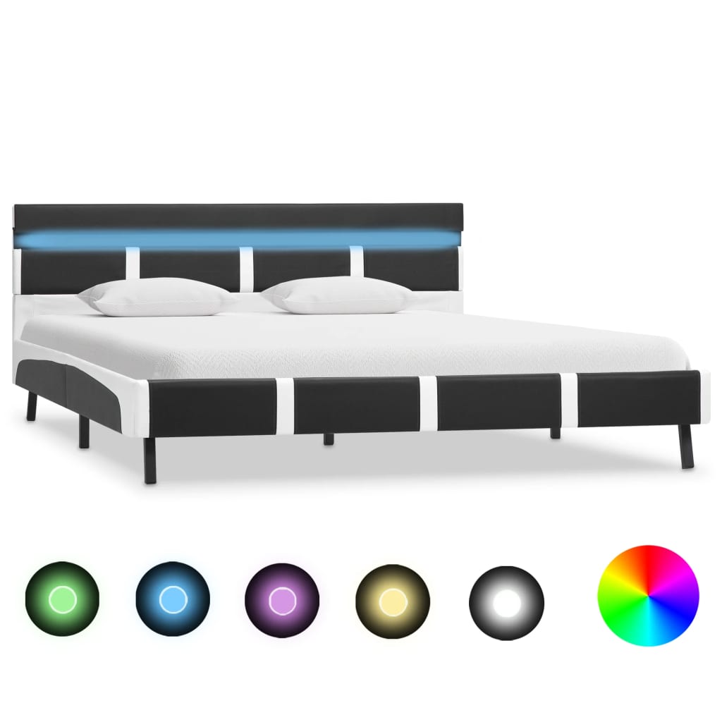 Bedframe met LED kunstleer 140x200 cm