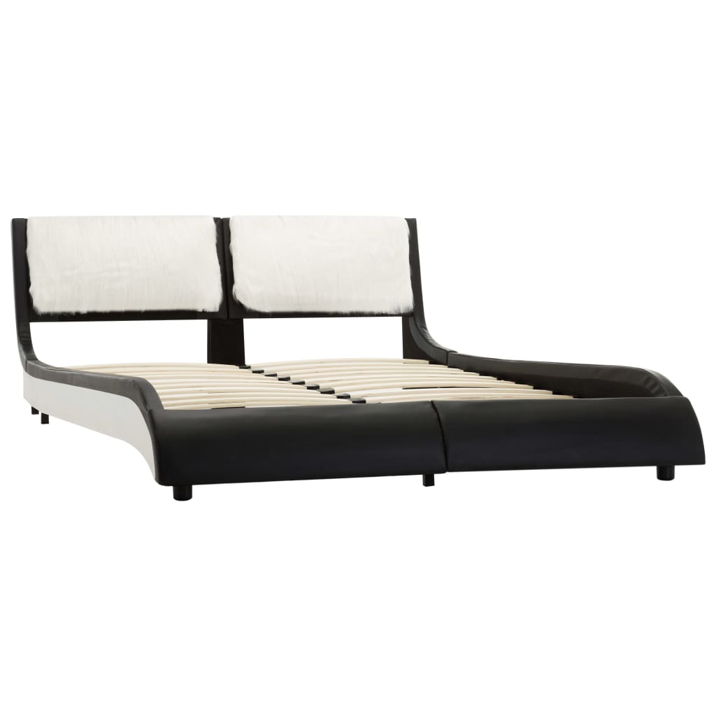 Bedframe kunstleer zwart en wit 140x200 cm