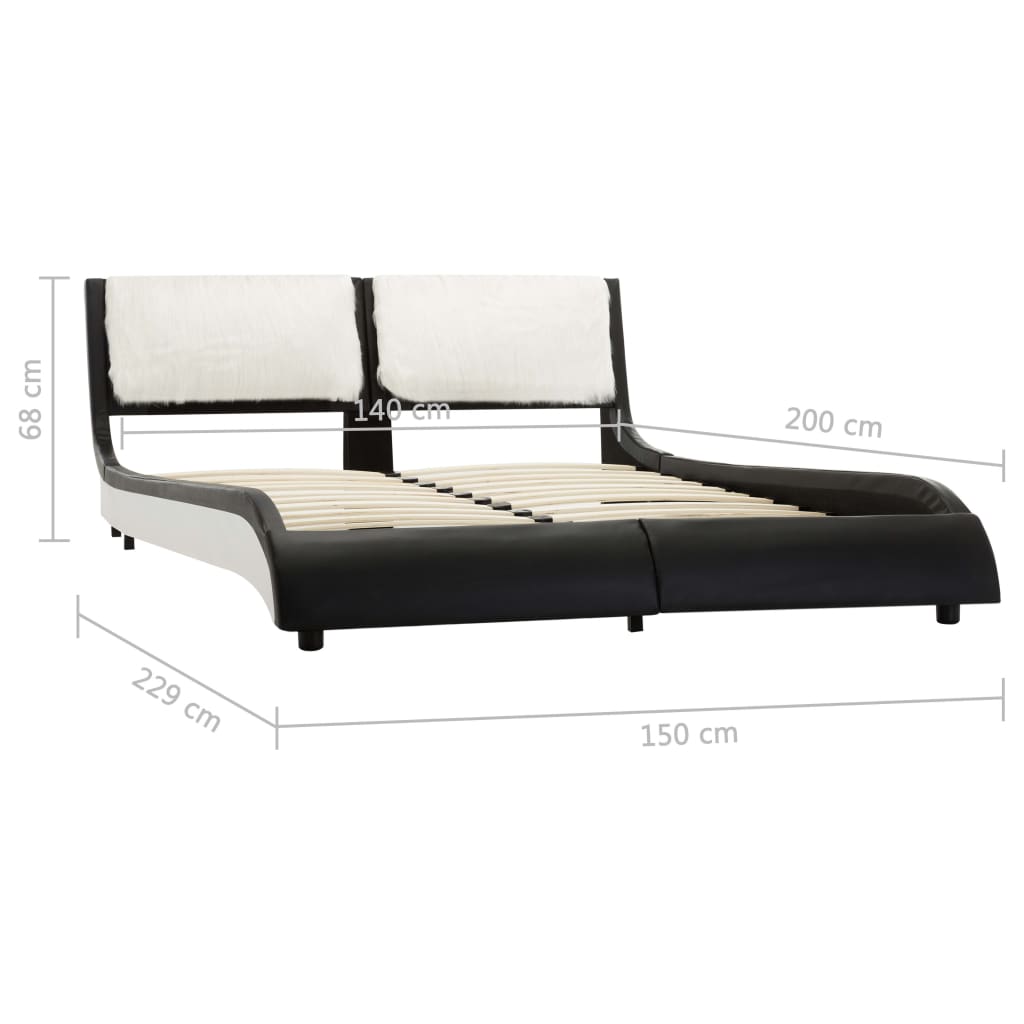 Bedframe kunstleer zwart en wit 140x200 cm