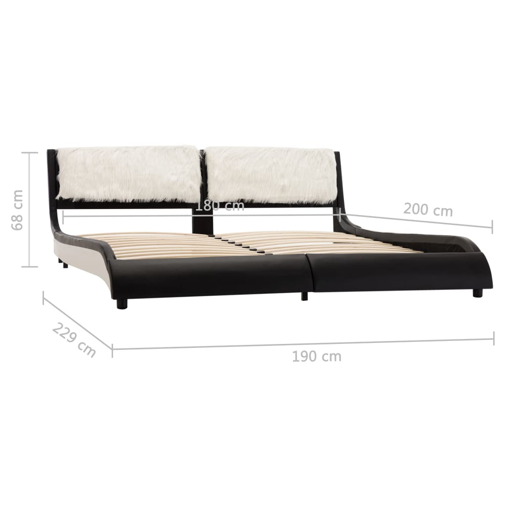 Bedframe kunstleer zwart en wit 180x200 cm