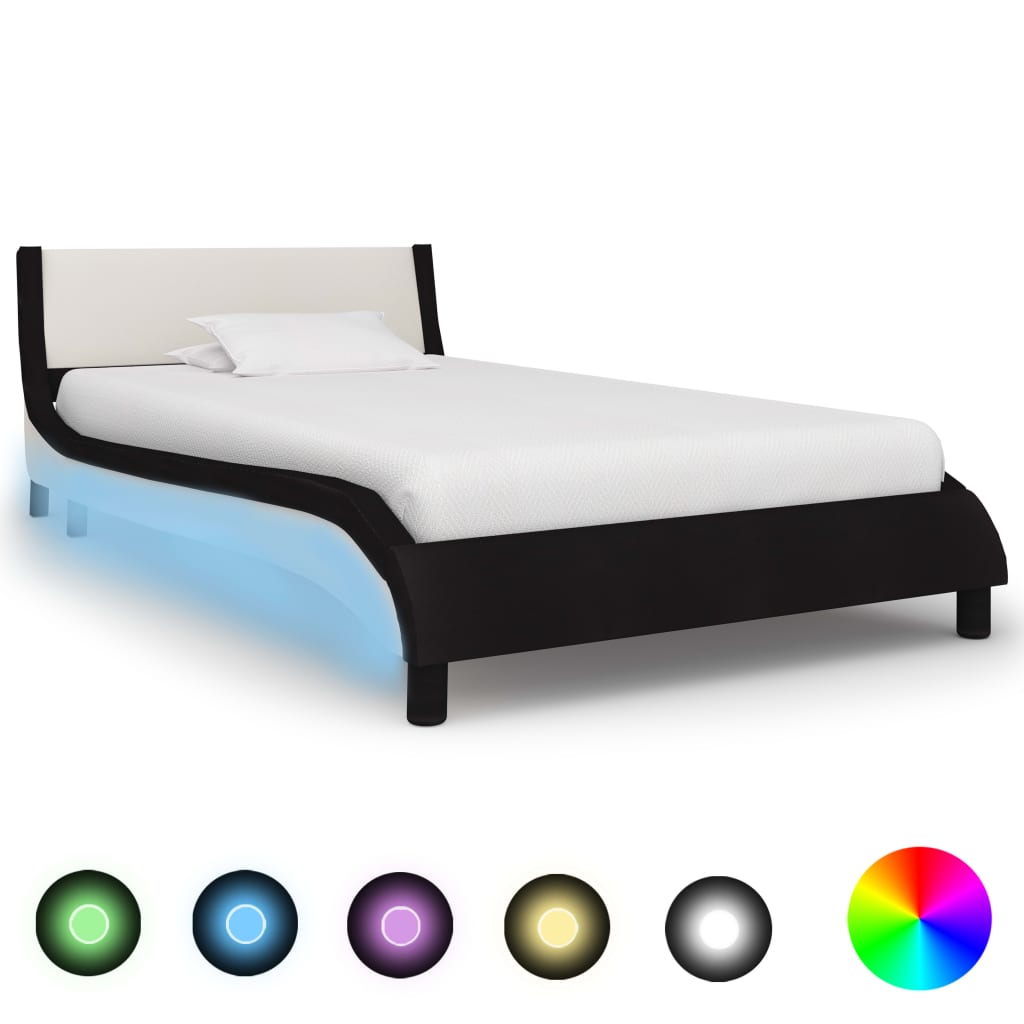 Bedframe met LED kunstleer 90x200 cm