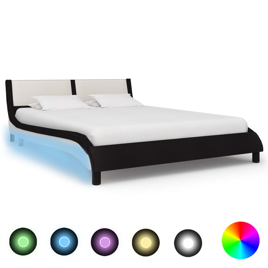 Bedframe met LED kunstleer 90x200 cm