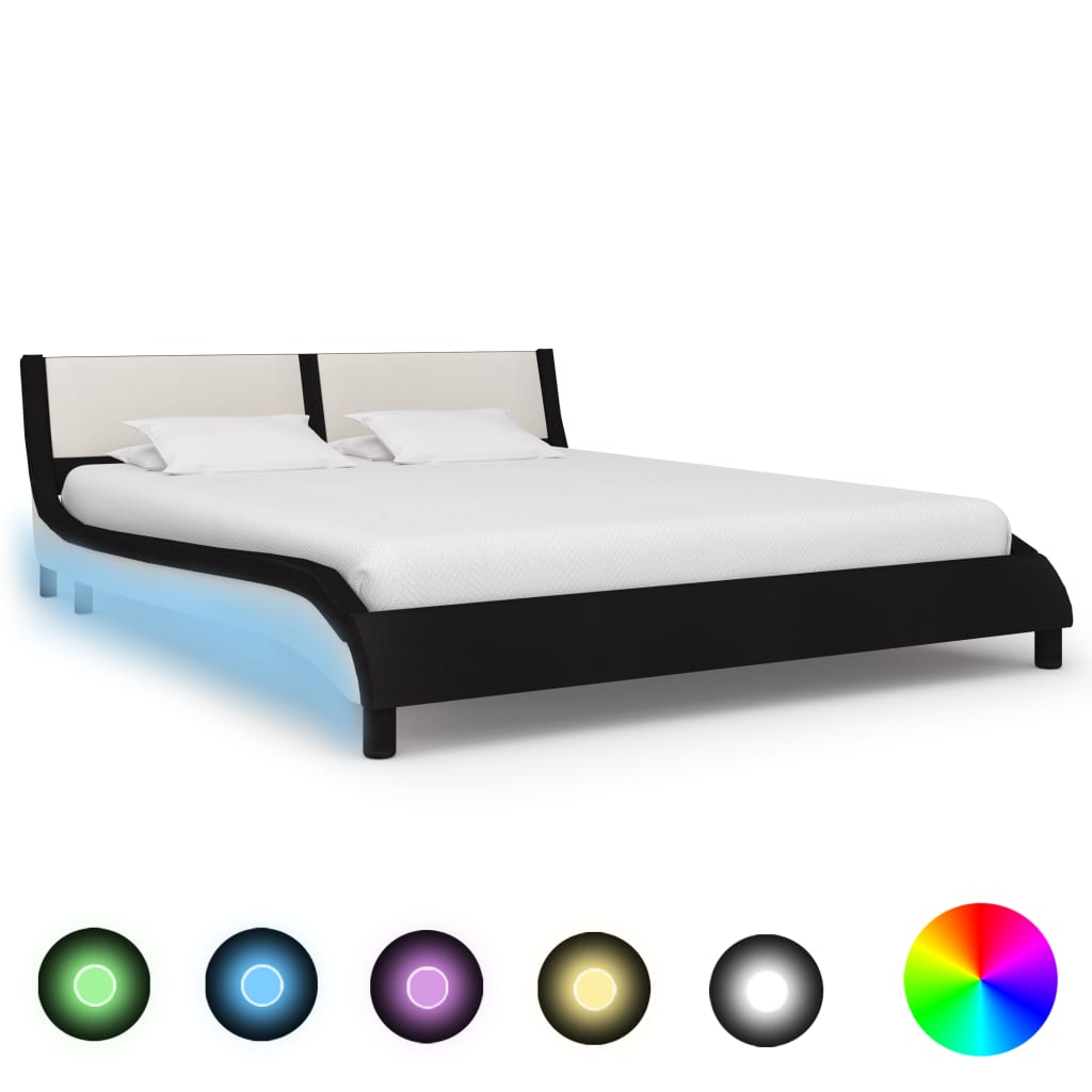 Bedframe met LED kunstleer 90x200 cm