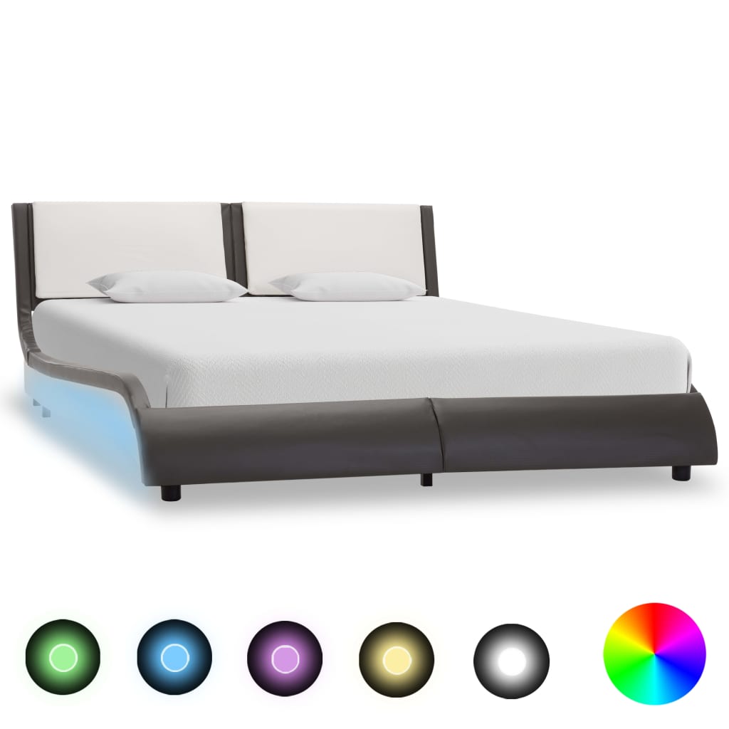 Bedframe met LED kunstleer 90x200 cm