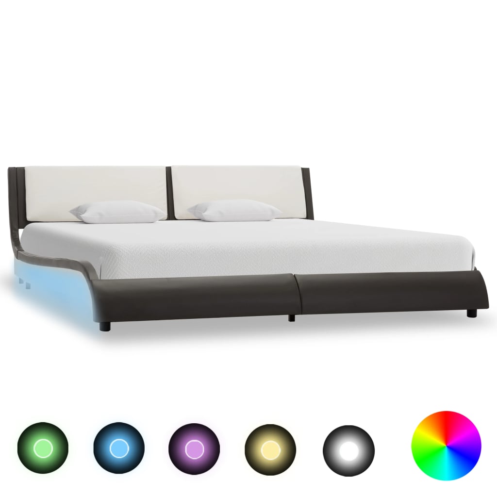 Bedframe met LED kunstleer 90x200 cm