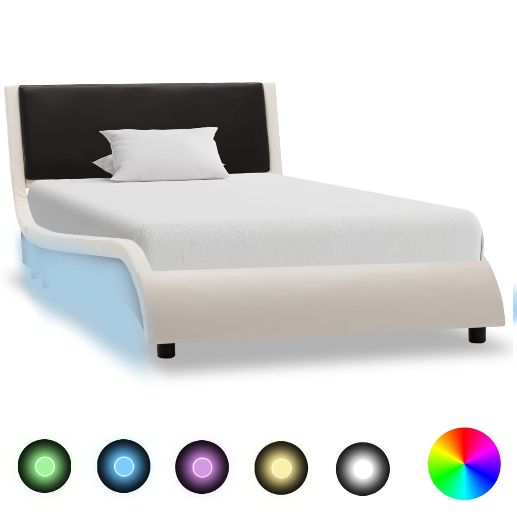 Bedframe met LED kunstleer 90x200 cm