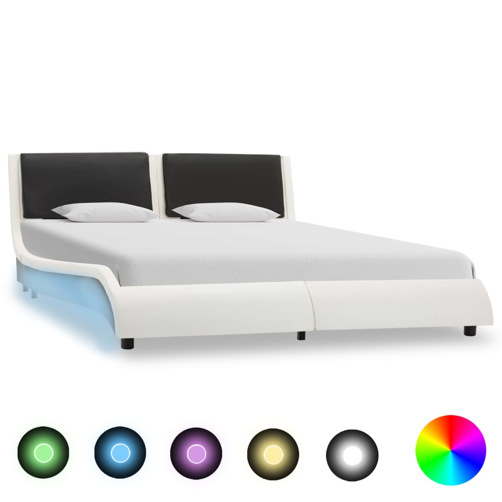 Bedframe met LED kunstleer 90x200 cm