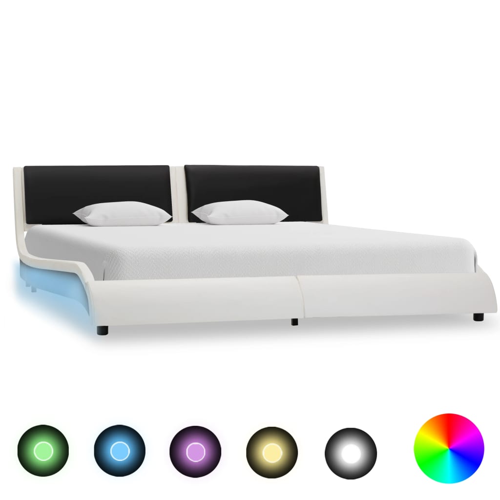 Bedframe met LED kunstleer 90x200 cm