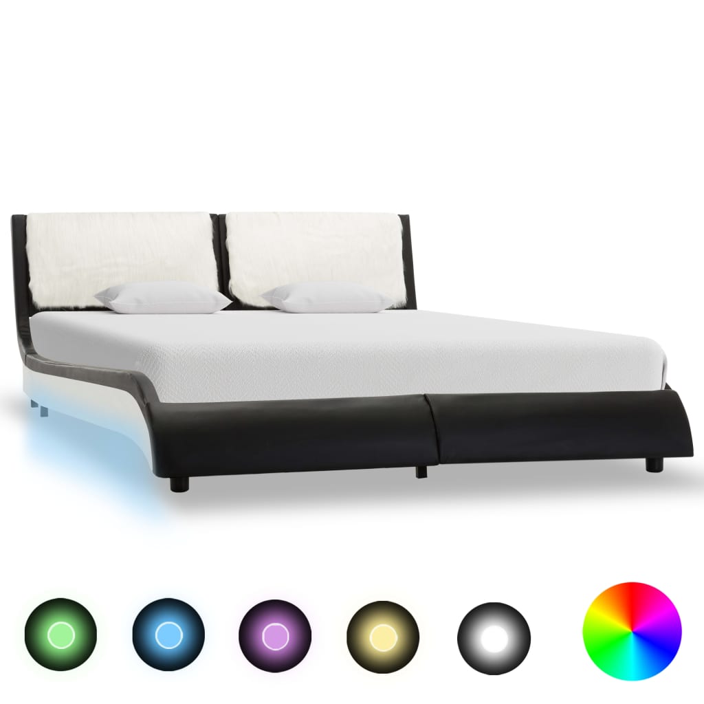 Bedframe met LED kunstleer 90x200 cm