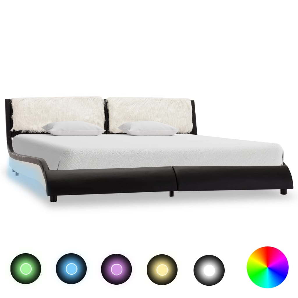 Bedframe met LED kunstleer 90x200 cm