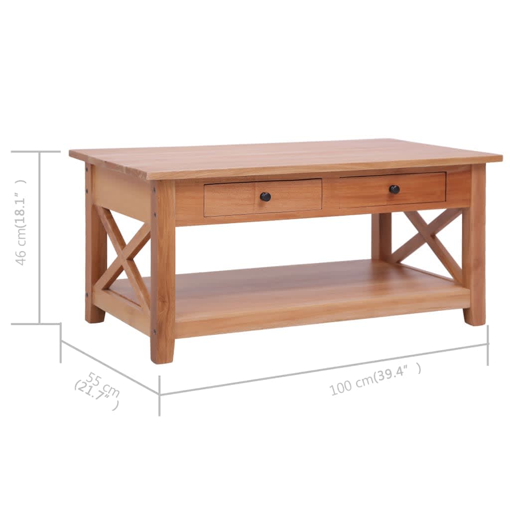 Salontafel 100x55x46 cm massief mahoniehout bruin