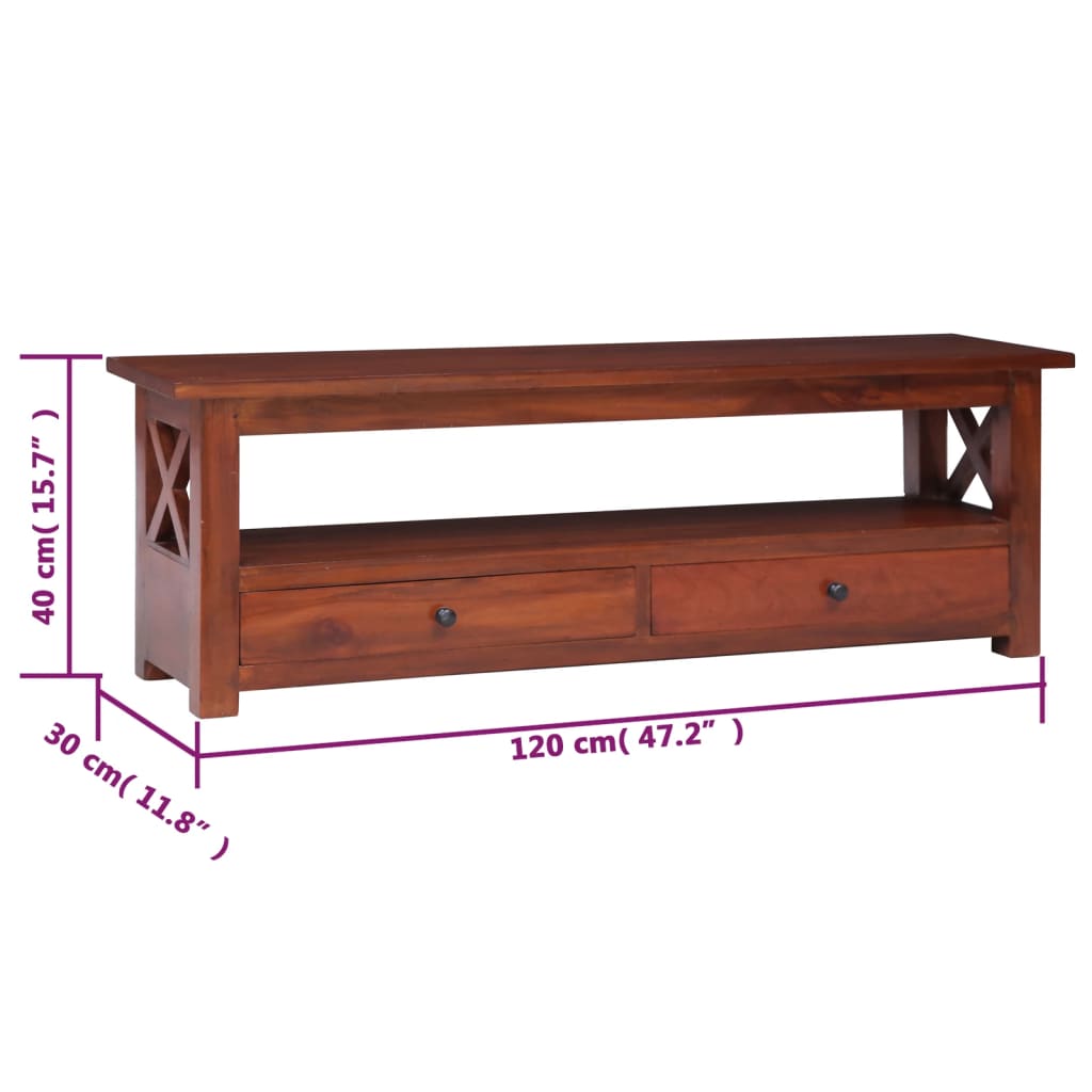 Meuble TV 115x30x40 cm acajou massif