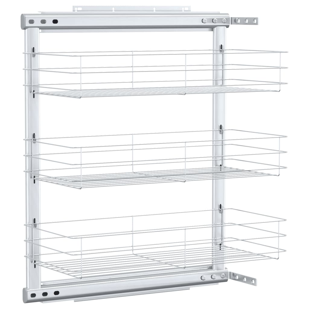 Draadmand uittrekbaar 3-laags 47x15,5x55,5 cm zilverkleurig