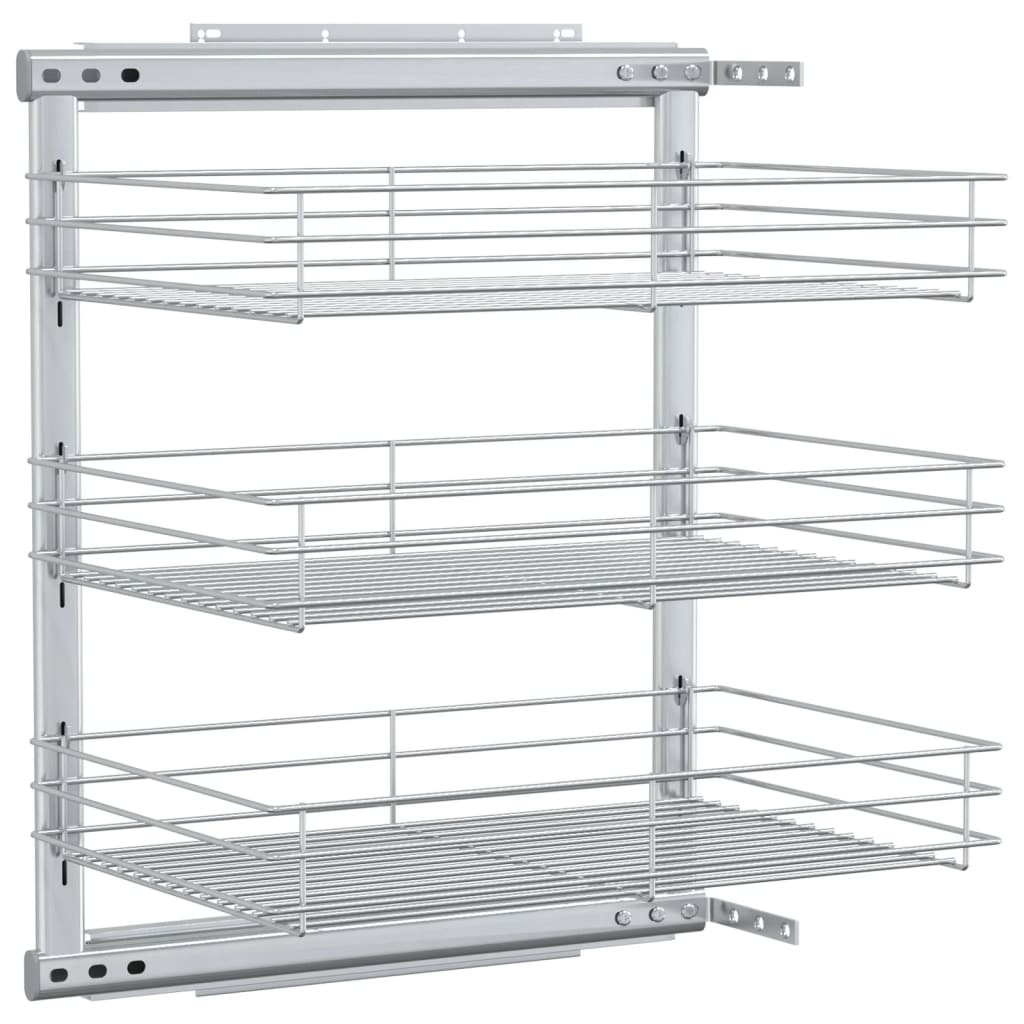 Draadmand uittrekbaar 3-laags 47x15,5x55,5 cm zilverkleurig