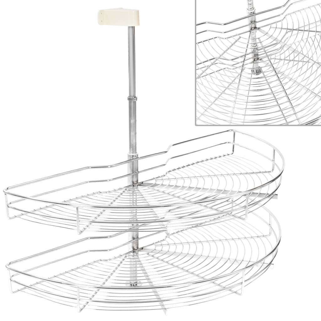 Draadmand keuken 2-laags 180 graden 75x38x80 cm zilverkleurig