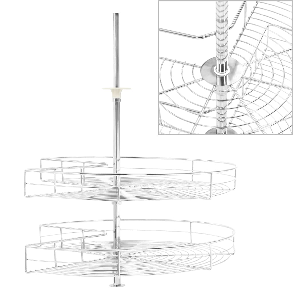 Draadmand keuken 2-laags 270 graden 71x71x80 cm zilverkleurig