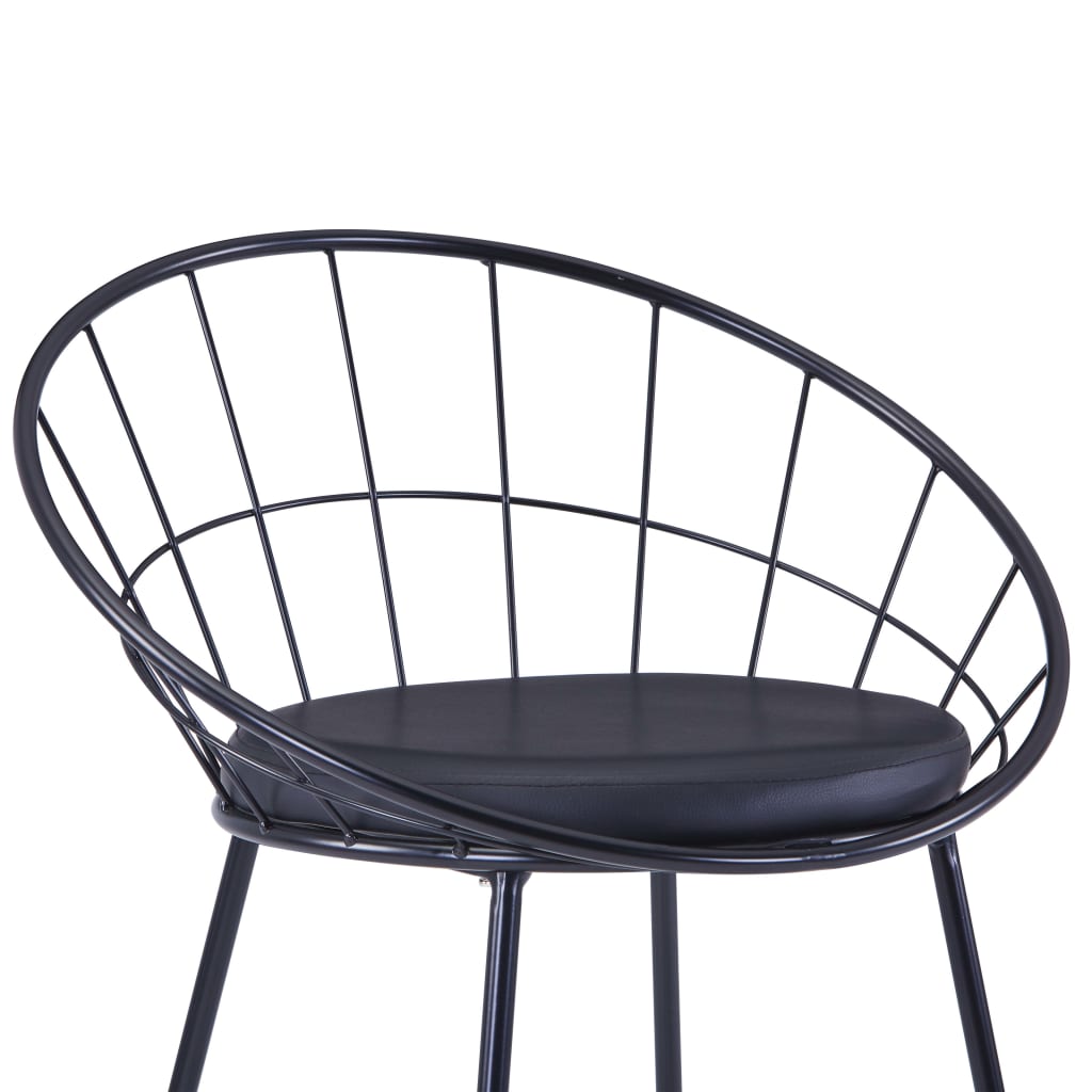 Chaises de salle à manger avec sièges en cuir artificiel, 2 pcs en acier noir.