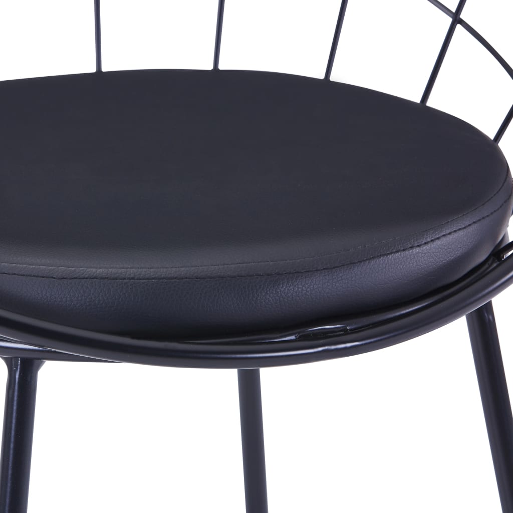 Chaises de salle à manger avec sièges en cuir artificiel, 2 pcs en acier noir.